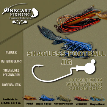 One Cast Fishing Snagless Football Jig